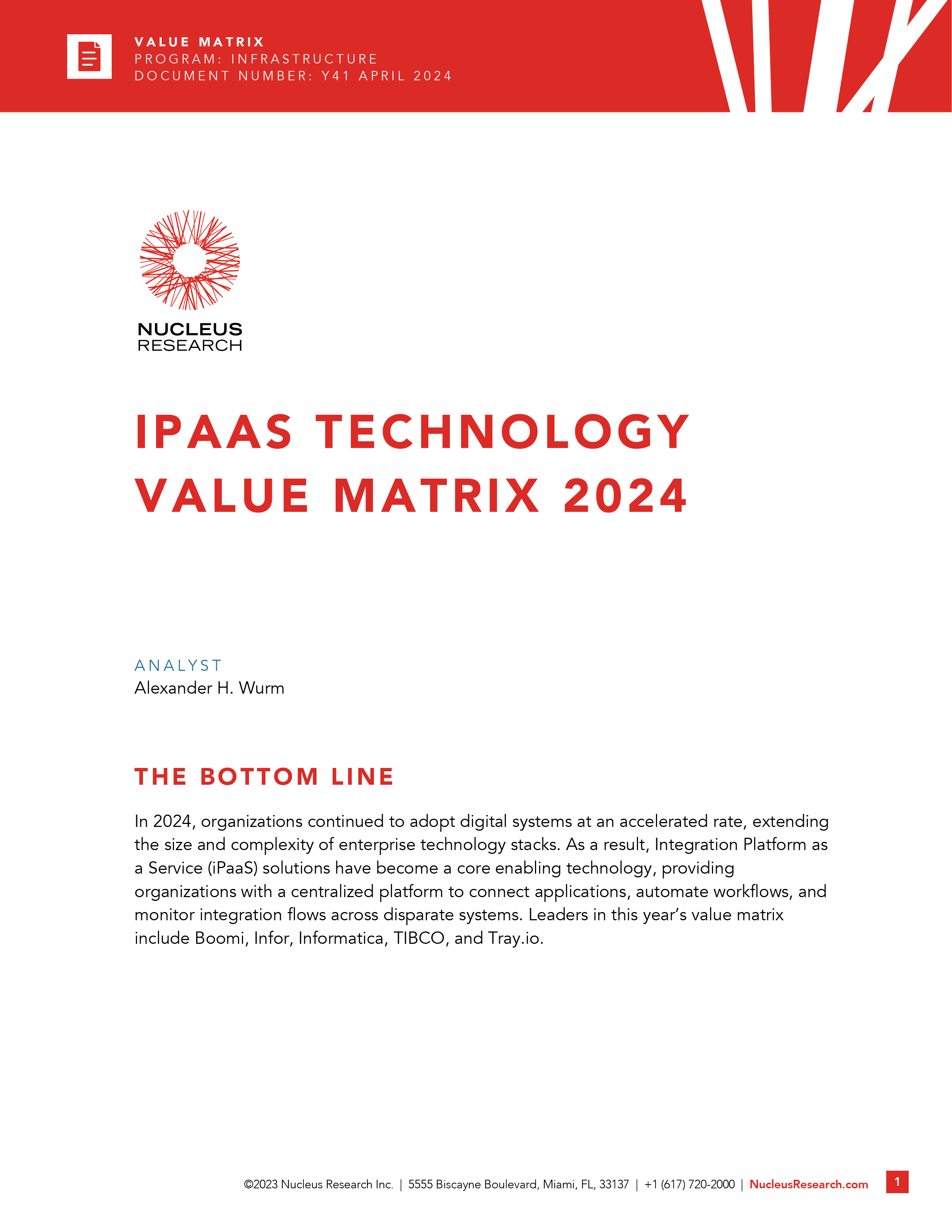 Informatica named a leader in the 2024 iPaaS Technology Value Matrix