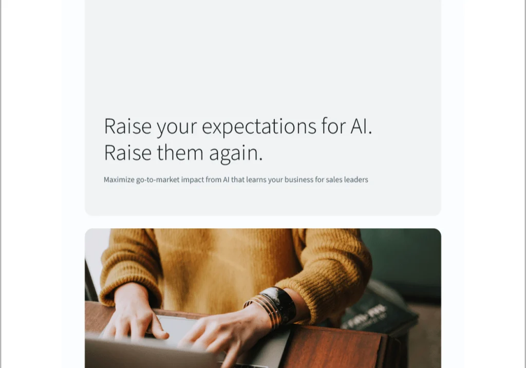 Raise your expectations for AI. Raise them again. Maximize go-to-market impact from AI that learns your business for sales leaders Feature Image